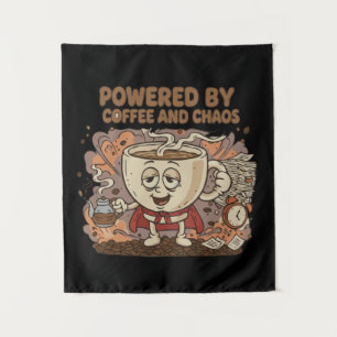 Tapiz Superhéro Divertido Retro del Café Impulsado por