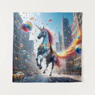 Tapiz Superheroína Unicornio en Bouncy Ball City