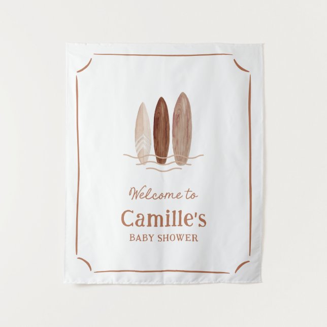 Tapiz Surf Baby Shower Welcome Sign (Anverso)