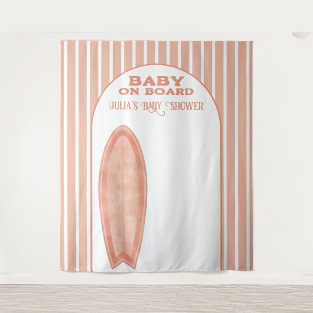 Tapiz Surf Board Baby Shower Custom Photo Wall Banner (Anverso)