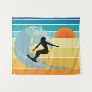 Tapiz Surfer Chica Vintage Sunset