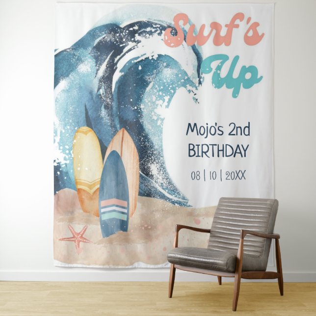 Tapiz Surf's Up | Cumpleaños Tropical de Surf (In situ)