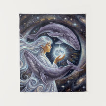 Surreal Whale & Girl Canvas Print – Home Decor