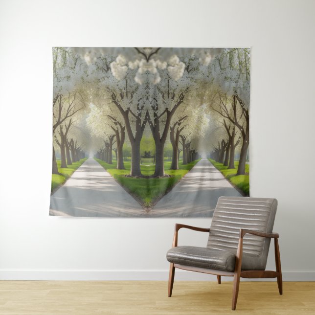 Tapiz "Susurros de la primavera - Camino en flor (In situ (horizontal))