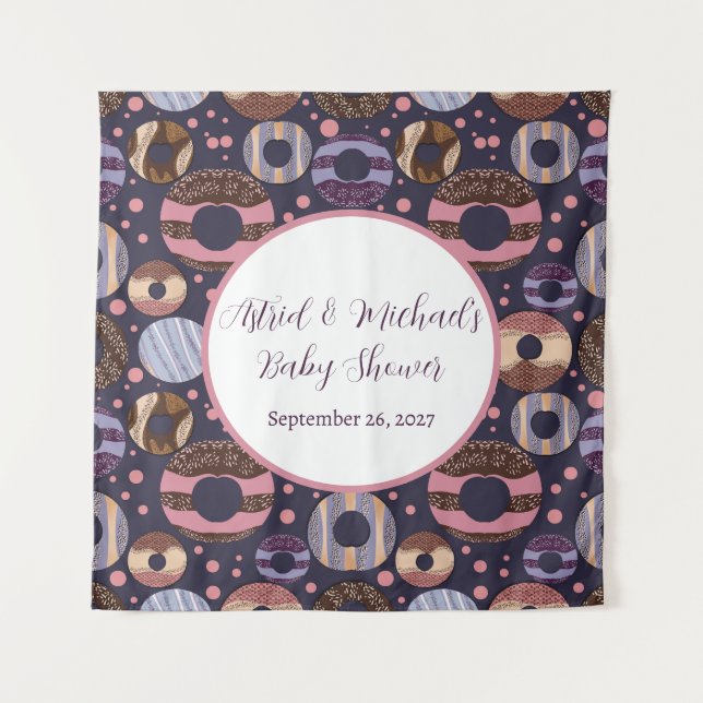 Tapiz Sweet Donuts Purple Chica Baby Shower (Anverso)