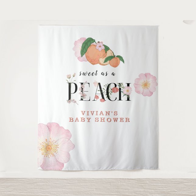 Tapiz Sweet Little Peach Baby Shower (Anverso)