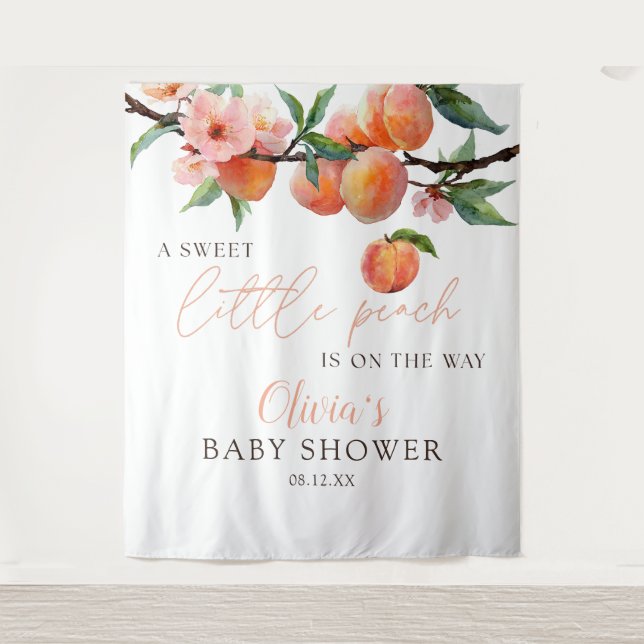 Tapiz Sweet Little Peach Baby Shower Photo Backdrop (Anverso)