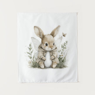 Tapiz Sweet watercolour fairy bunny illustration