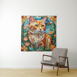 Tapiz Tabby art stained glass cat colorful modern style