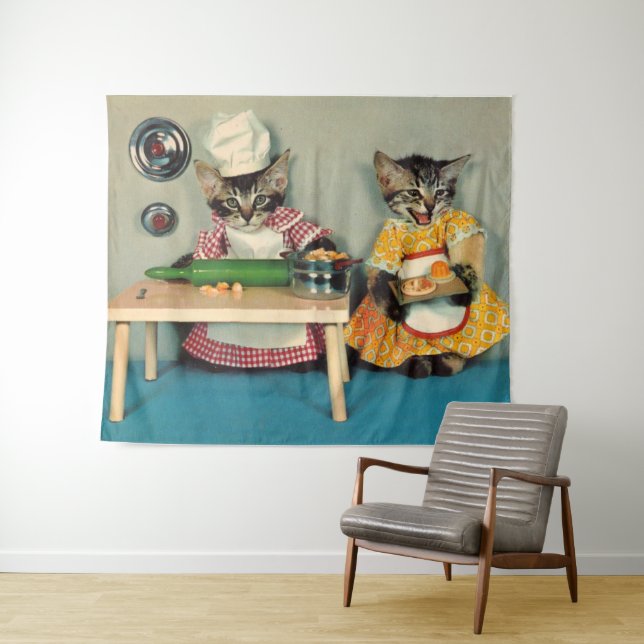 Tapiz tabby kitten chef y tabby kitten asistente (In situ (horizontal))