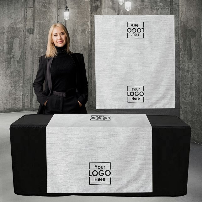 Tapiz Table Runner Banner Business 2 Logos Faux Linen (Table Runner Banner Business 2 Logos Faux Linen Tapestry)