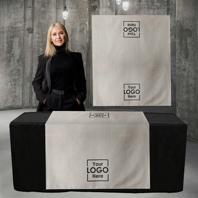 Tapiz Table Runner Banner Business 2 Logos Faux Linen (Table Runner Banner Business 2 Logos Faux Linen Tapestry)