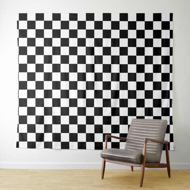 Tapiz Tablero de ajedrez negro y blanco (In situ (horizontal))