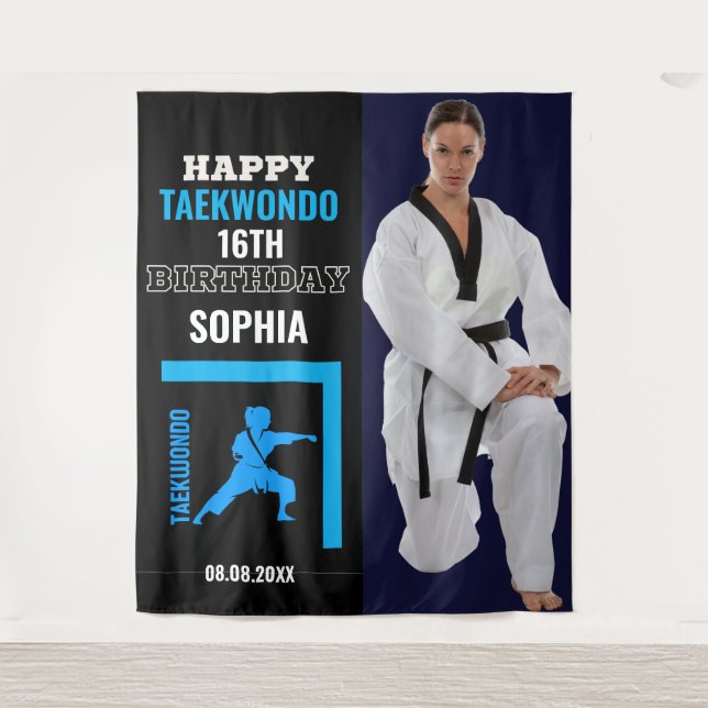 Tapiz Taekwondo Birthday, Girl Player Backdrops (Anverso)