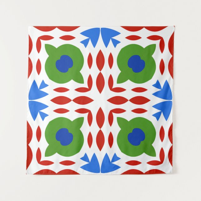 Tapiz Talavera mexicana ornamental tradicional. Dibujo d (Anverso)