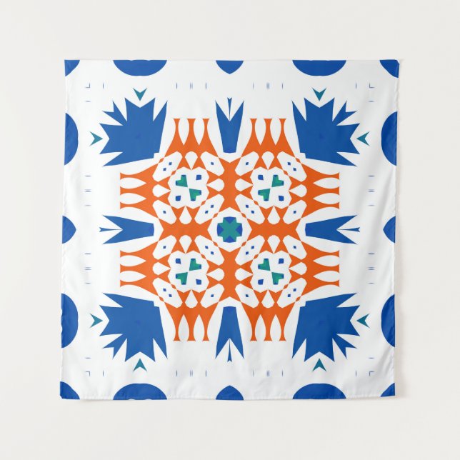 Tapiz Talavera mexicana ornamental tradicional. Dibujo d (Anverso)