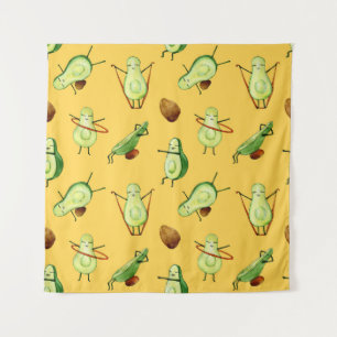 Tapiz Taller de aguacate: Patrón de acuarela divertida