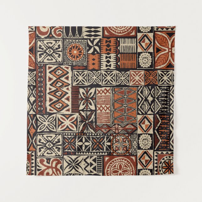 Tapiz Tapa hawaiano: Patchwork tribal (Anverso)