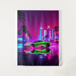 Tapiz Tapestry Neon Racer - Deportes Retro-Futuristas de