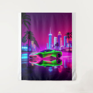 Tapiz Tapestry Neon Racer - Deportes Retro-Futuristas de