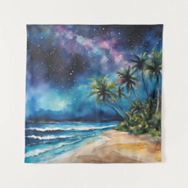 Tapiz Tapestry Tropical Beach Night Sky Stars
