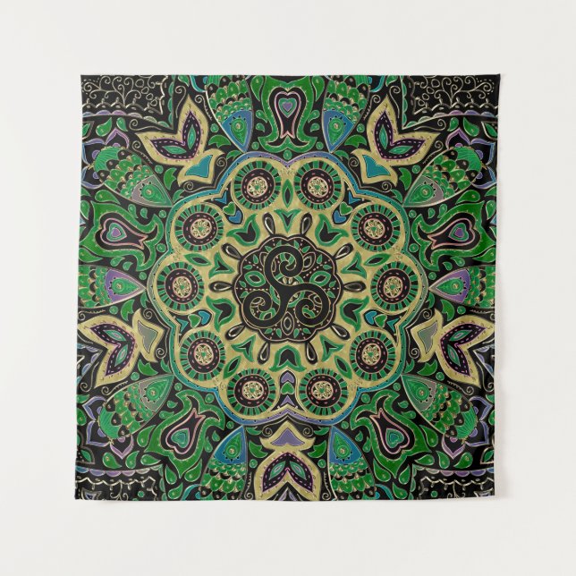 Tapiz Tapicería de la mandala de Triskele del Celtic del (Anverso)