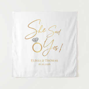 Tapiz ¡Tapiz Dijo Sí! Banda de fondo boda involucrado