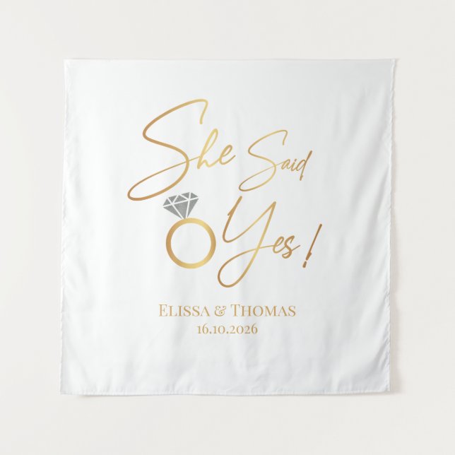 Tapiz ¡Tapiz Dijo Sí! Banda de fondo boda involucrado (Anverso)