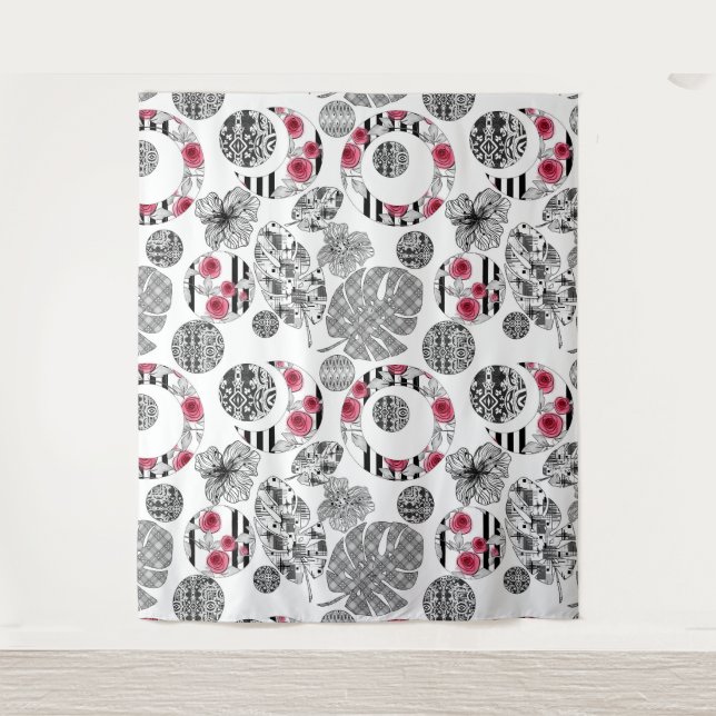 Tapiz Tapiz, rojo y negro, terciario, patchwork (Anverso)