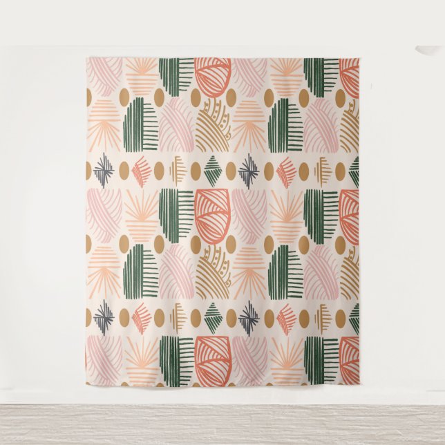 Tapiz Tapos de tierra tribales caribeños: Boho Verde osc (Anverso)