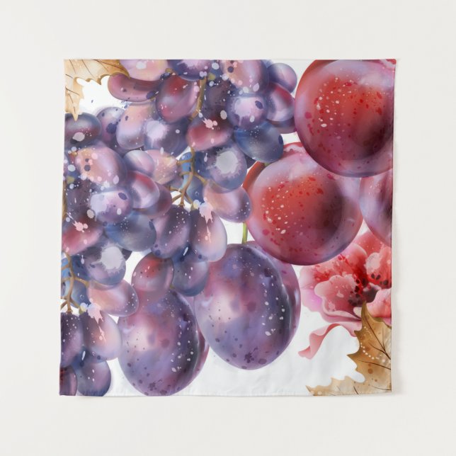 Tapiz Tarjeta de acuarela de uvas (Anverso)