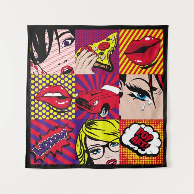 Tapiz Tarjeta de arte pop Patrón de ilustración, arte, c (Anverso)