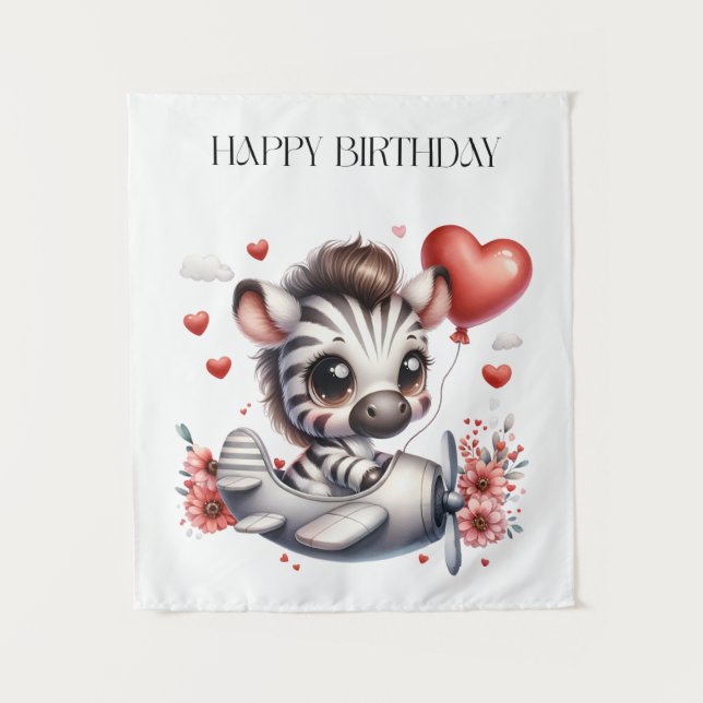 Tapiz Tarjeta de cumpleaños de cebra piloto (Anverso)