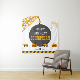 Tapiz Tarjeta de cumpleaños de construcción para niños c