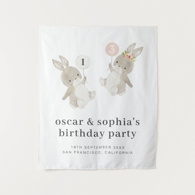 Tapiz Tarjeta de invitación de cumpleaños conjunta para  (Anverso)