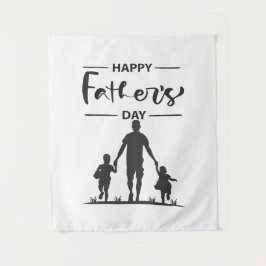 Tapiz Tarjeta moderna del día del padre de la silueta bl