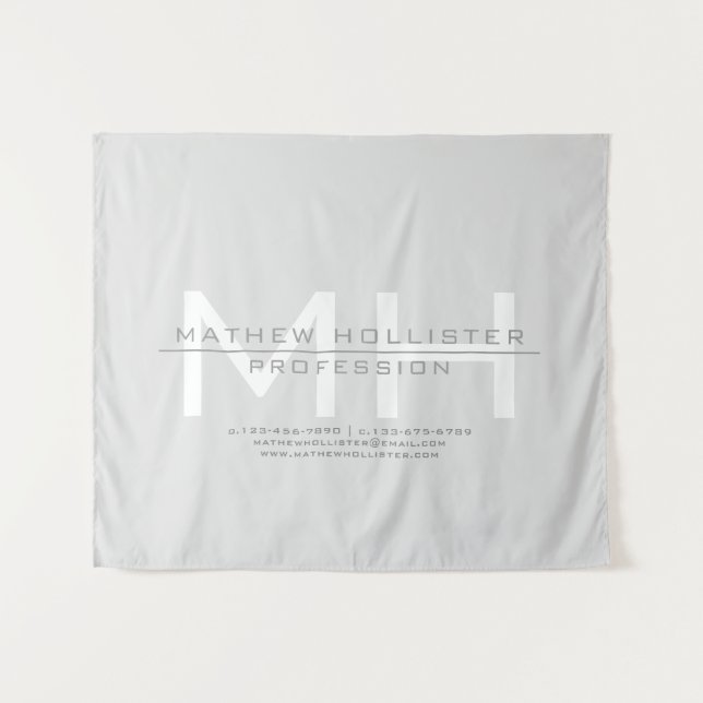 Tapiz Tarjetas de negocios grises para hombres con monog (Anverso (horizontal))