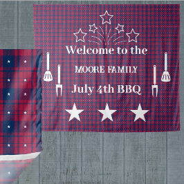 Tapiz Tartán - Patriótico - Estrellas blancas rojas