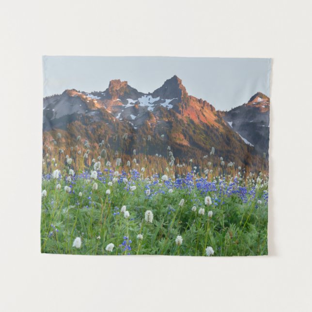 Tapiz Tatoosh Range and Wildflowers | Mt. Rainier (Anverso (horizontal))