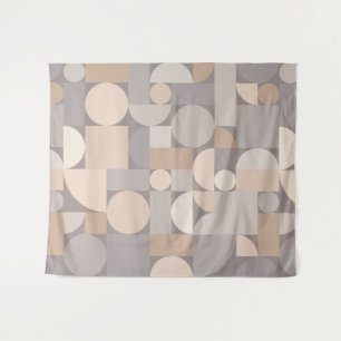 Tapiz Taupe de arte geométrico retro