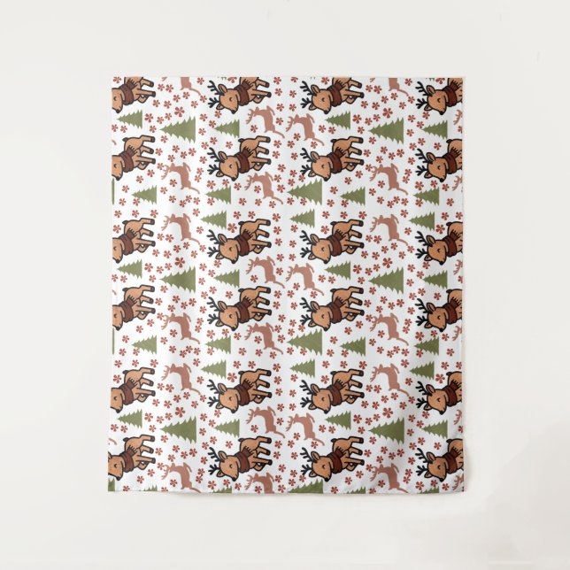Tapiz Taza floral linda de reno (Anverso)