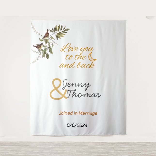 Tapiz Te amo a la luna y de vuelta editable (Anverso)