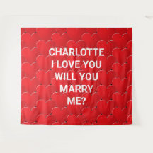 ¿Te casas conmigo corazones rojos texto personaliz