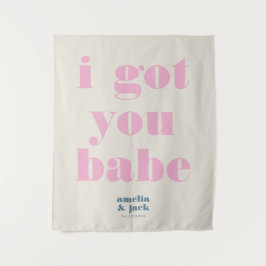 Tapiz Te Conseguí Babe Bright Pink Bold Boda Fondo