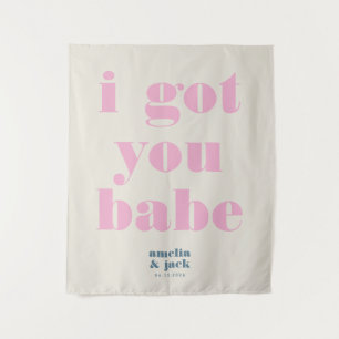 Tapiz Te Conseguí Babe Bright Pink Bold Boda Fondo