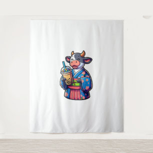 Tapiz Té de burbuja de vaca de té japonés Kimono _2