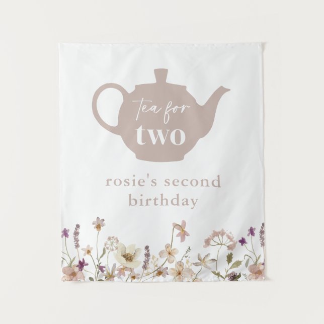 Tapiz Té Para Dos Flores De Segundo Cumpleaños (Anverso)