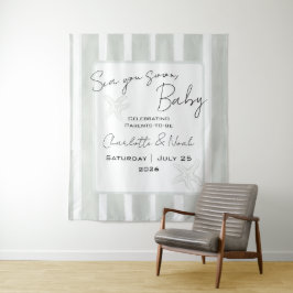 Tapiz Te Veré Pronto Baby Shower Fondo de Raya Vertical