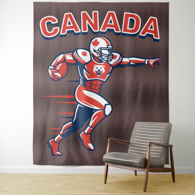 Tapiz Team Canada Football Dynamic Patriotic Athlete Art (In situ)