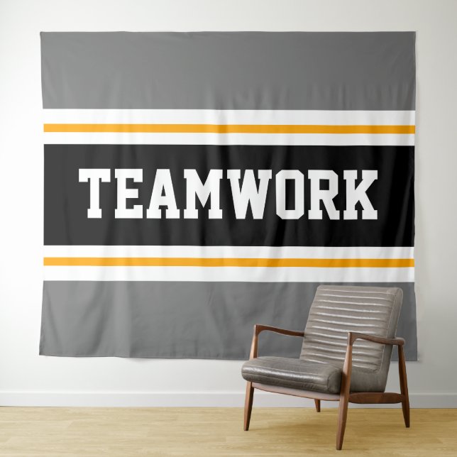 Tapiz TEAMWORK Atlético Gris Black Carreras Blancas (In situ (horizontal))
